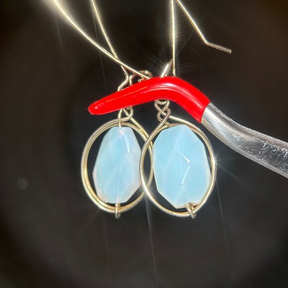 White Stone Dangle Earrings - Picture 2 of 5